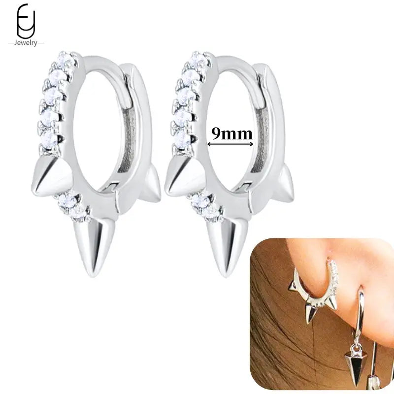 Hoepeloorbellen van 925 sterlingzilver met puntige studs-stijl