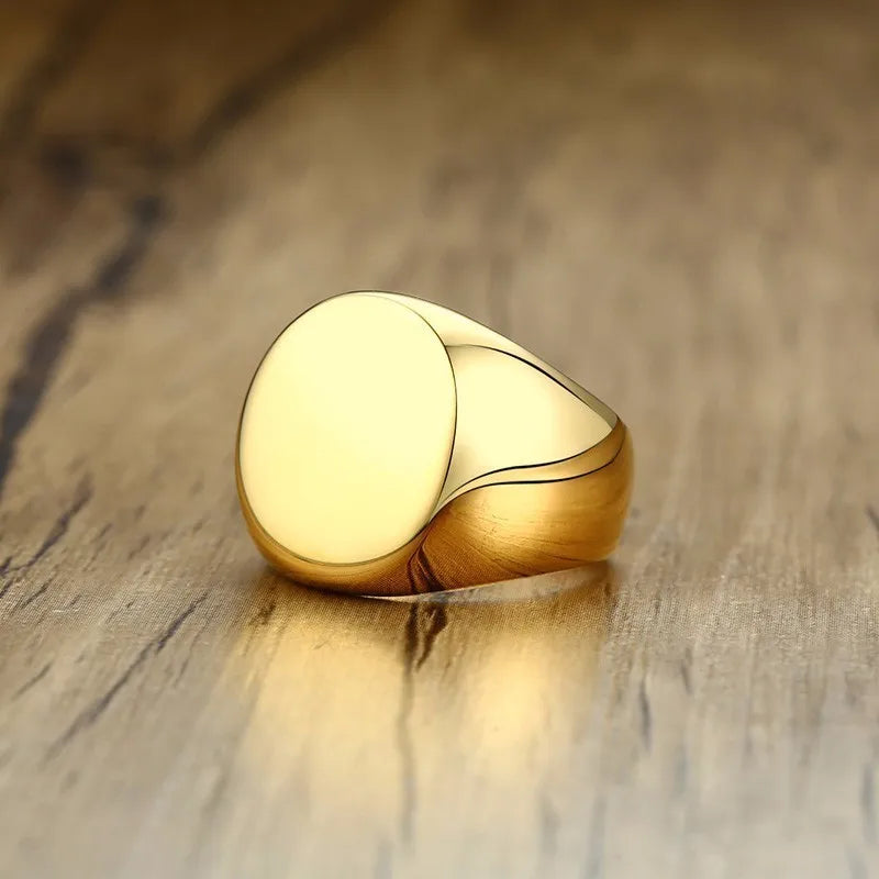 Ronde zegelring van roestvrij staal voor heren