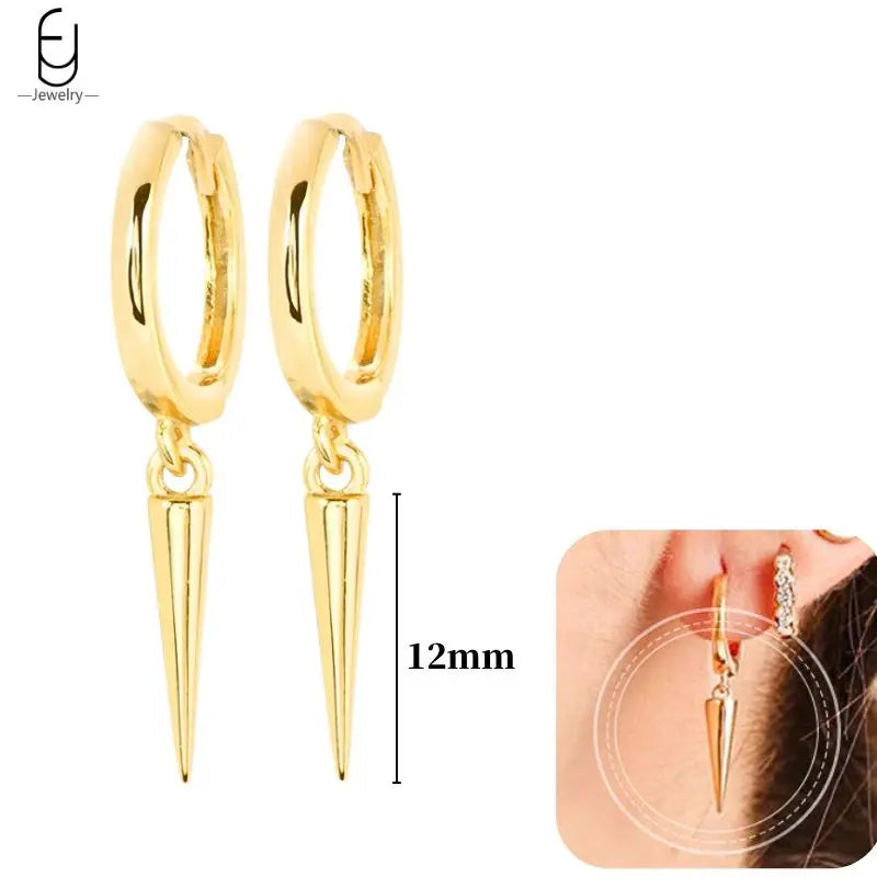 Hoepeloorbellen van 925 sterlingzilver met puntige studs-stijl