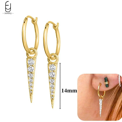 Hoepeloorbellen van 925 sterlingzilver met puntige studs-stijl