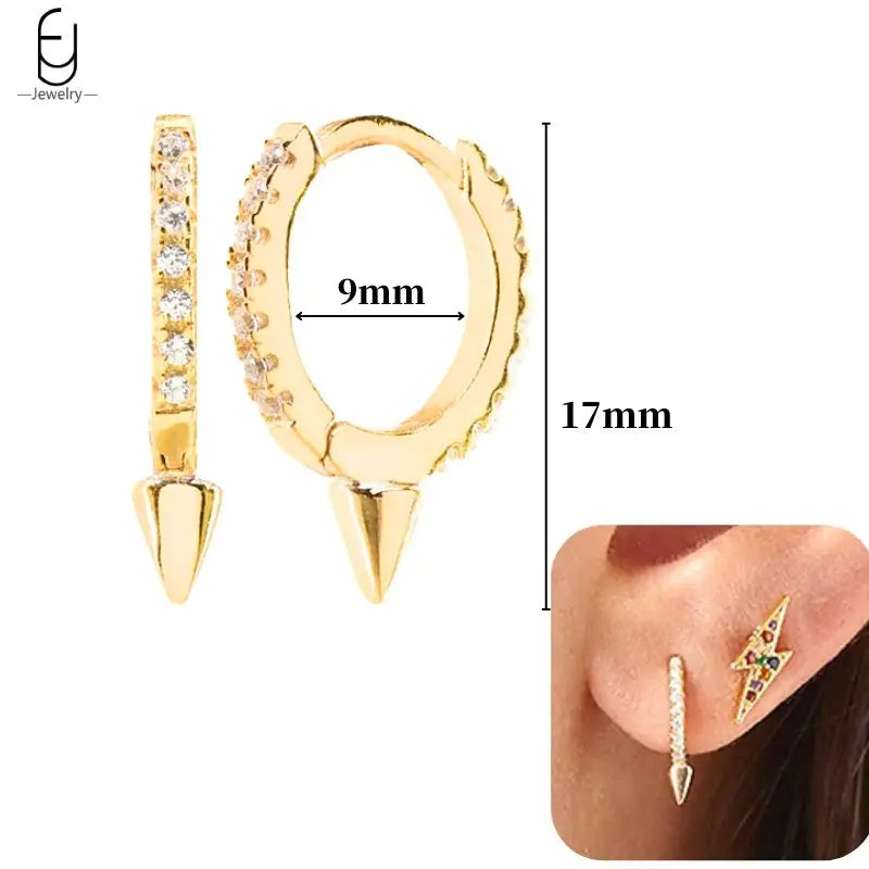 Hoepeloorbellen van 925 sterlingzilver met puntige studs-stijl