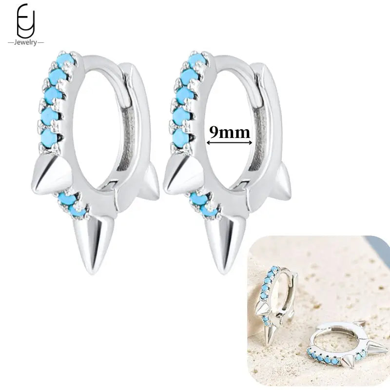 Hoepeloorbellen van 925 sterlingzilver met puntige studs-stijl