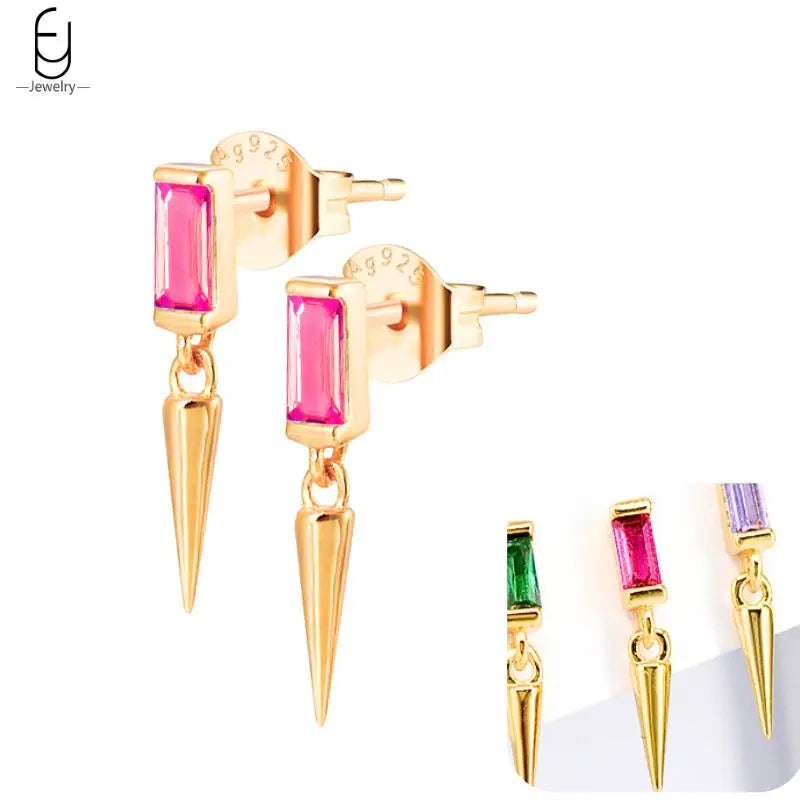 Hoepeloorbellen van 925 sterlingzilver met puntige studs-stijl