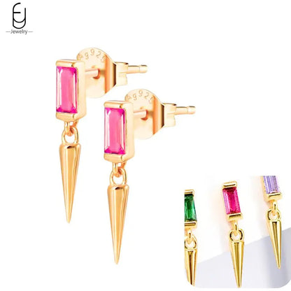 Hoepeloorbellen van 925 sterlingzilver met puntige studs-stijl