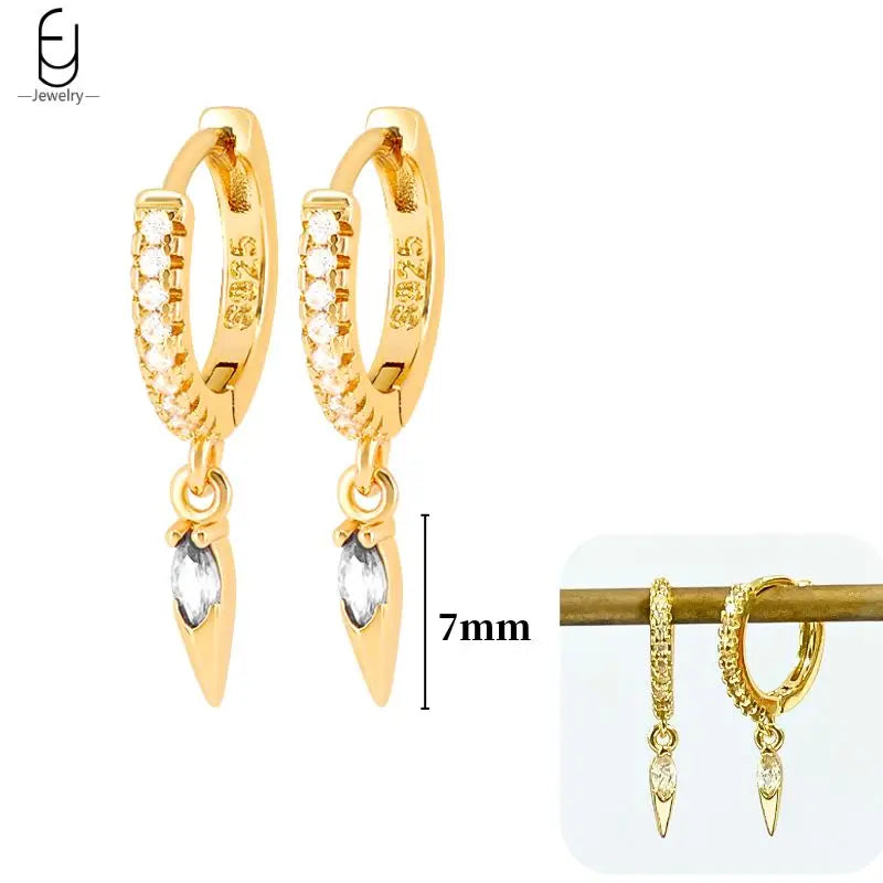 Hoepeloorbellen van 925 sterlingzilver met puntige studs-stijl