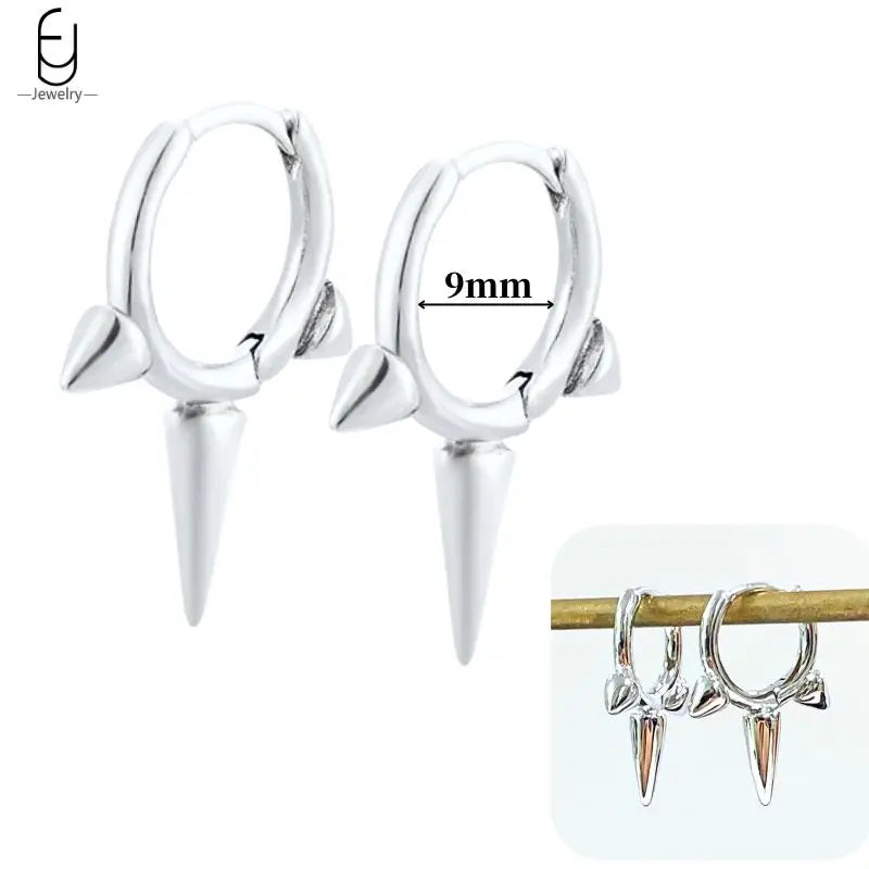 Hoepeloorbellen van 925 sterlingzilver met puntige studs-stijl