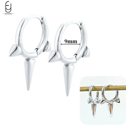 Hoepeloorbellen van 925 sterlingzilver met puntige studs-stijl