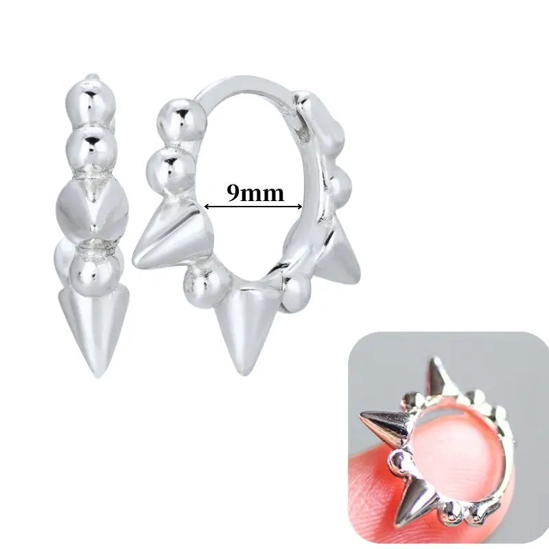 Hoepeloorbellen van 925 sterlingzilver met puntige studs-stijl