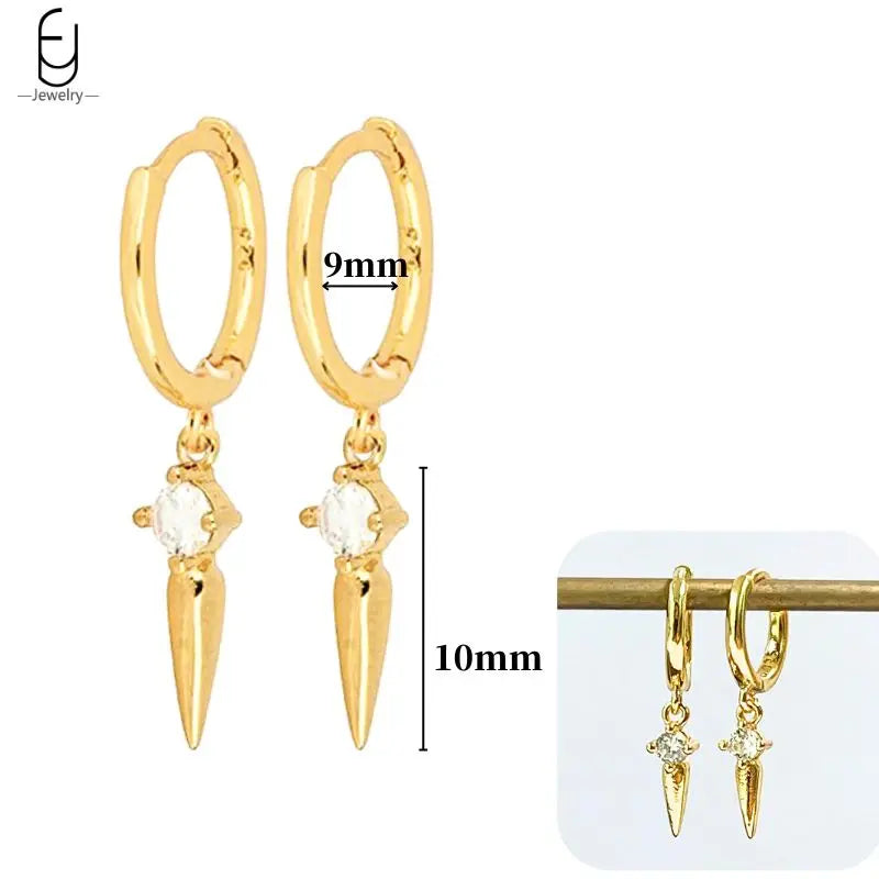 Hoepeloorbellen van 925 sterlingzilver met puntige studs-stijl