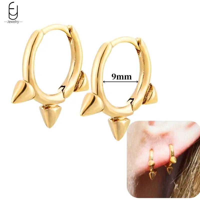 Hoepeloorbellen van 925 sterlingzilver met puntige studs-stijl