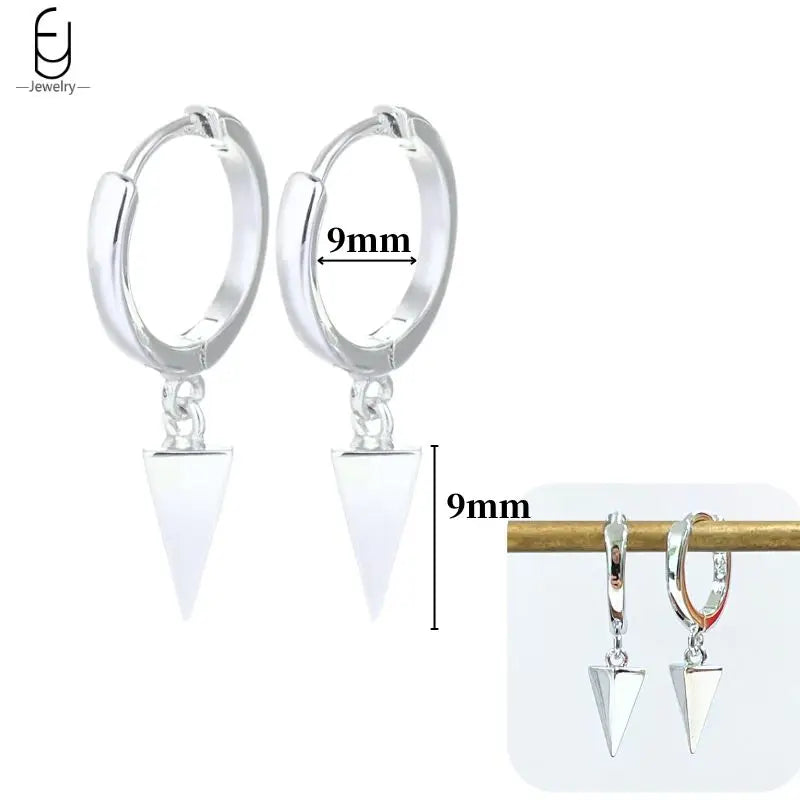 Hoepeloorbellen van 925 sterlingzilver met puntige studs-stijl