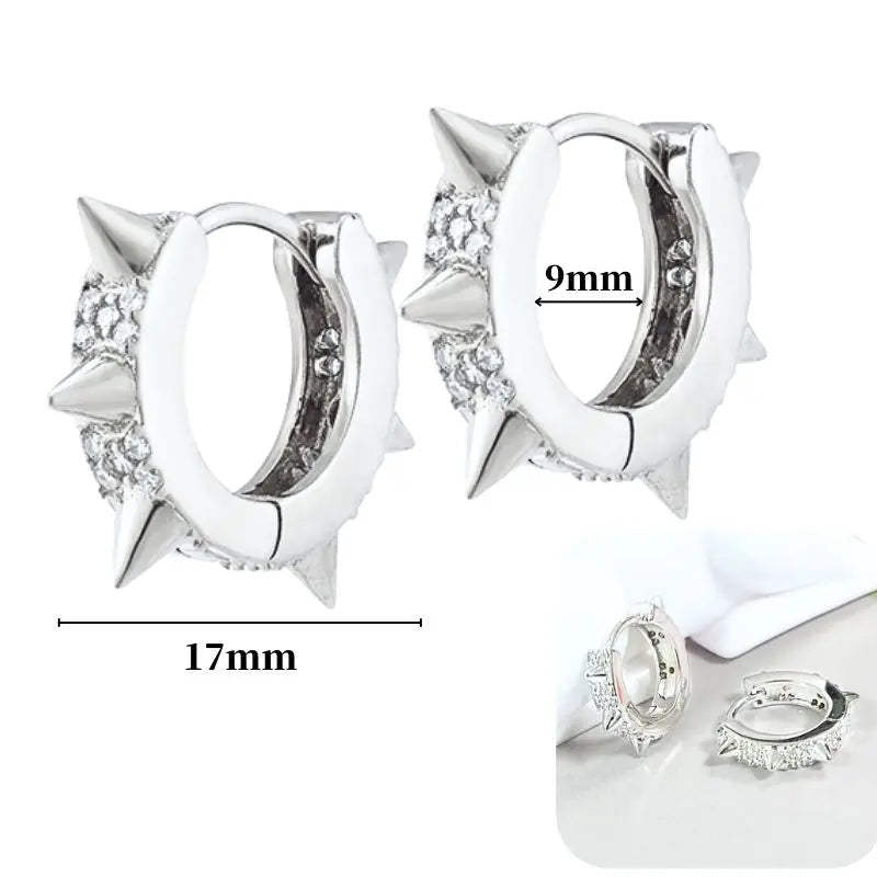 Hoepeloorbellen van 925 sterlingzilver met puntige studs-stijl