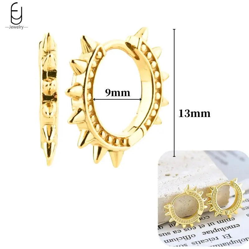 Hoepeloorbellen van 925 sterlingzilver met puntige studs-stijl