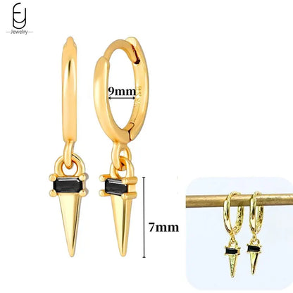 Hoepeloorbellen van 925 sterlingzilver met puntige studs-stijl