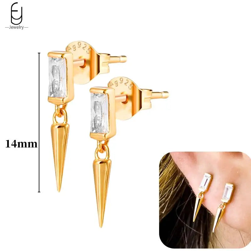 Hoepeloorbellen van 925 sterlingzilver met puntige studs-stijl