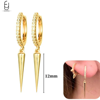 Hoepeloorbellen van 925 sterlingzilver met puntige studs-stijl