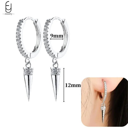 Hoepeloorbellen van 925 sterlingzilver met puntige studs-stijl