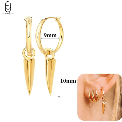 Hoepeloorbellen van 925 sterlingzilver met puntige studs-stijl