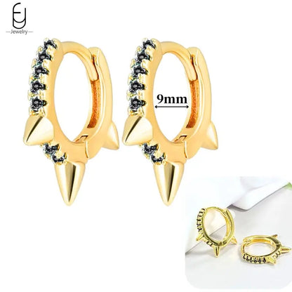 Hoepeloorbellen van 925 sterlingzilver met puntige studs-stijl