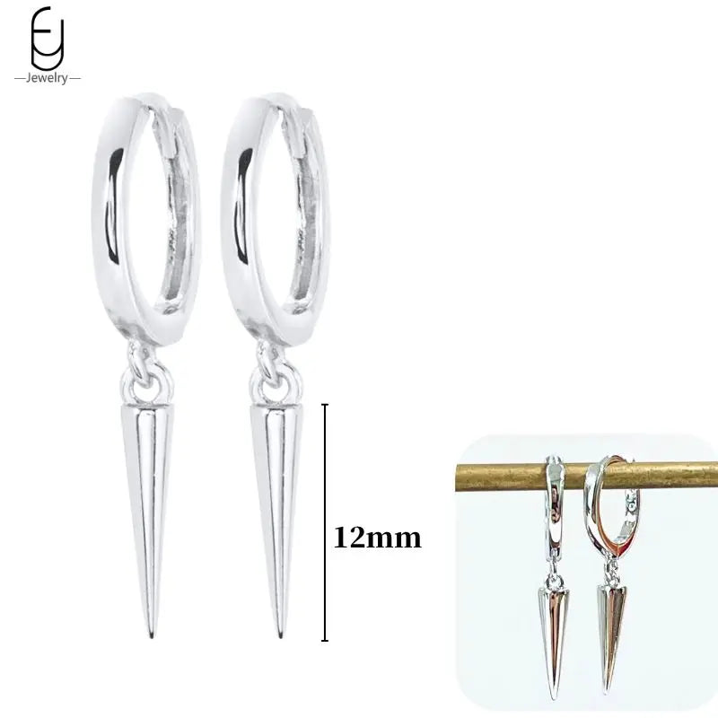 Hoepeloorbellen van 925 sterlingzilver met puntige studs-stijl