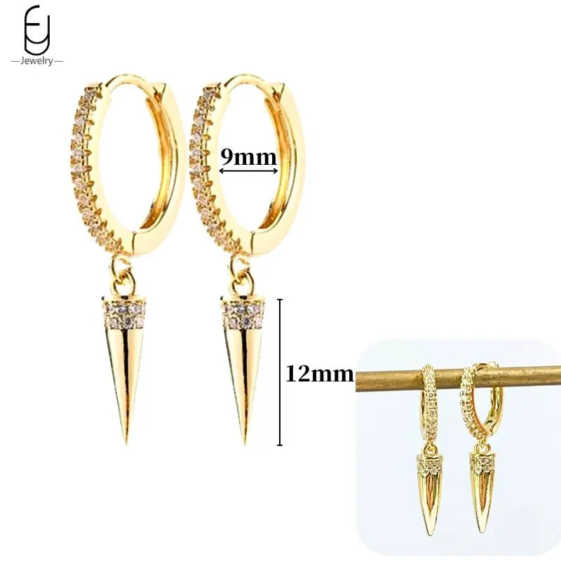 Hoepeloorbellen van 925 sterlingzilver met puntige studs-stijl