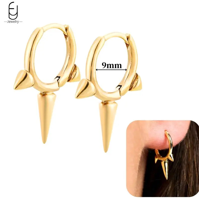 Hoepeloorbellen van 925 sterlingzilver met puntige studs-stijl