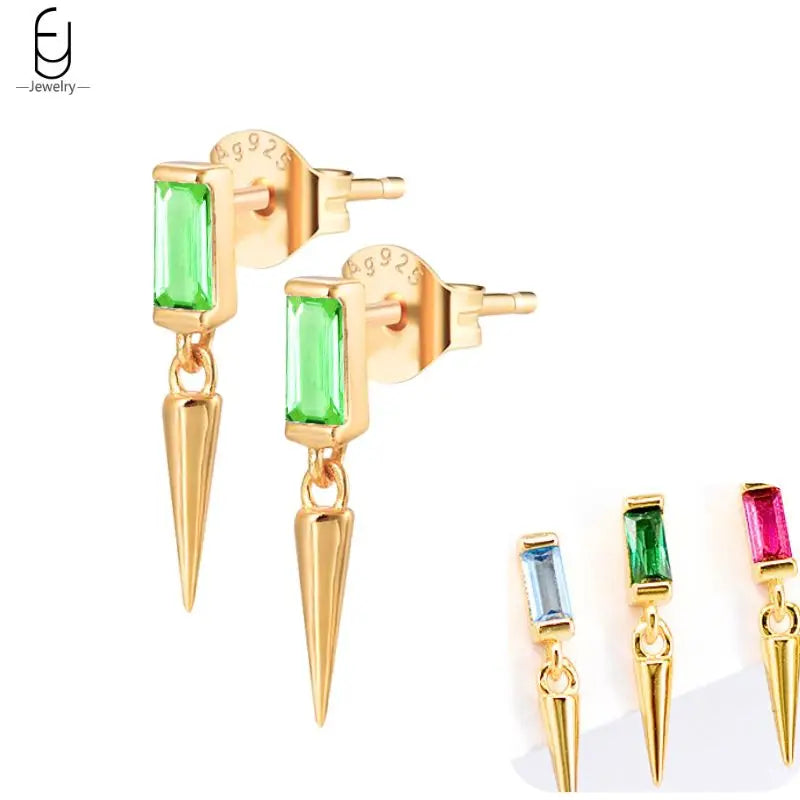 Hoepeloorbellen van 925 sterlingzilver met puntige studs-stijl