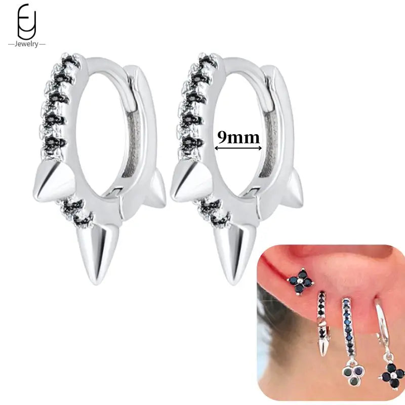 Hoepeloorbellen van 925 sterlingzilver met puntige studs-stijl