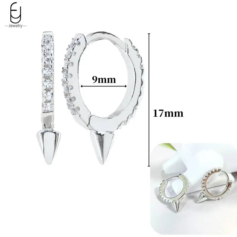 Hoepeloorbellen van 925 sterlingzilver met puntige studs-stijl