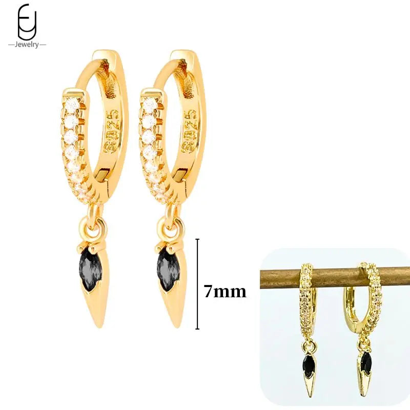 Hoepeloorbellen van 925 sterlingzilver met puntige studs-stijl