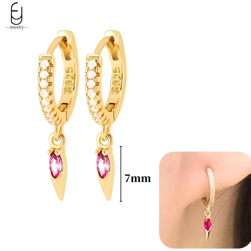 Hoepeloorbellen van 925 sterlingzilver met puntige studs-stijl