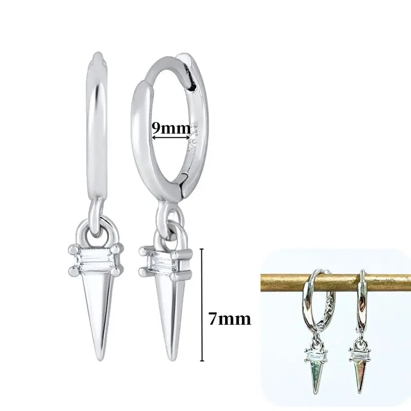 Hoepeloorbellen van 925 sterlingzilver met puntige studs-stijl