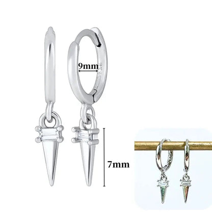 Hoepeloorbellen van 925 sterlingzilver met puntige studs-stijl