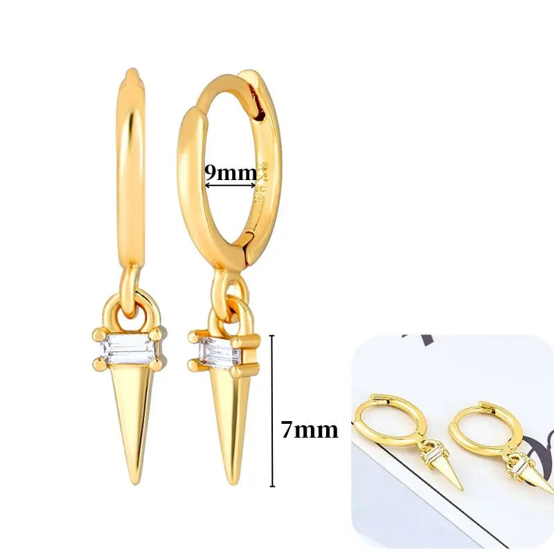 Hoepeloorbellen van 925 sterlingzilver met puntige studs-stijl