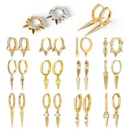 Hoepeloorbellen van 925 sterlingzilver met puntige studs-stijl