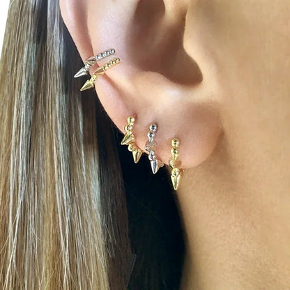 Hoepeloorbellen van 925 sterlingzilver met puntige studs-stijl