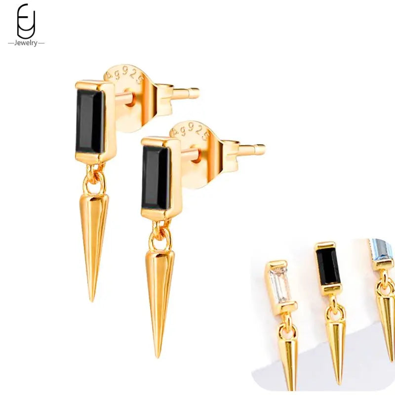 Hoepeloorbellen van 925 sterlingzilver met puntige studs-stijl