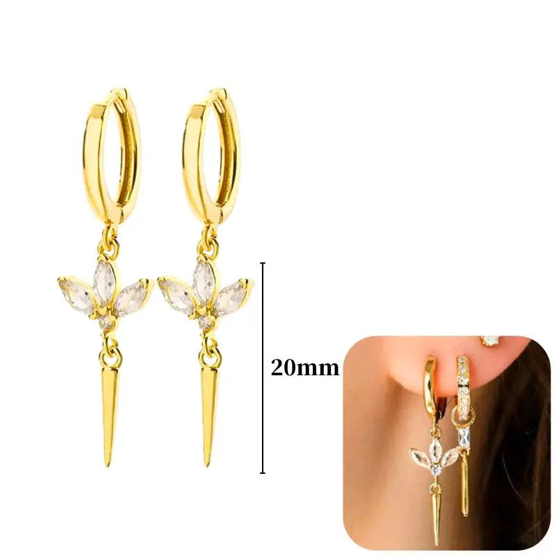 Hoepeloorbellen van 925 sterlingzilver met puntige studs-stijl