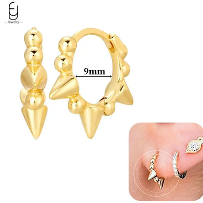 Hoepeloorbellen van 925 sterlingzilver met puntige studs-stijl