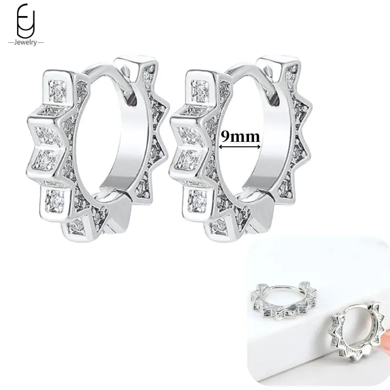 Hoepeloorbellen van 925 sterlingzilver met puntige studs-stijl