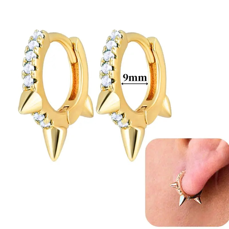 Hoepeloorbellen van 925 sterlingzilver met puntige studs-stijl