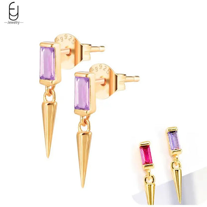 Hoepeloorbellen van 925 sterlingzilver met puntige studs-stijl