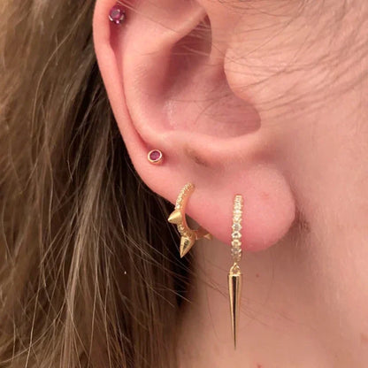 Hoepeloorbellen van 925 sterlingzilver met puntige studs-stijl