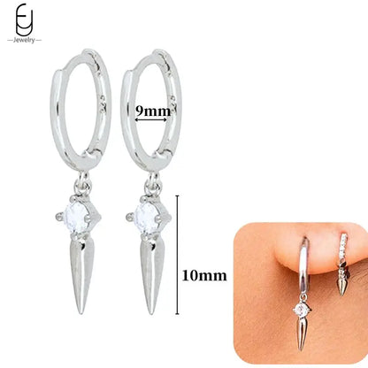 Hoepeloorbellen van 925 sterlingzilver met puntige studs-stijl