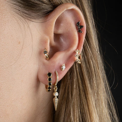 Hoepeloorbellen van 925 sterlingzilver met puntige studs-stijl