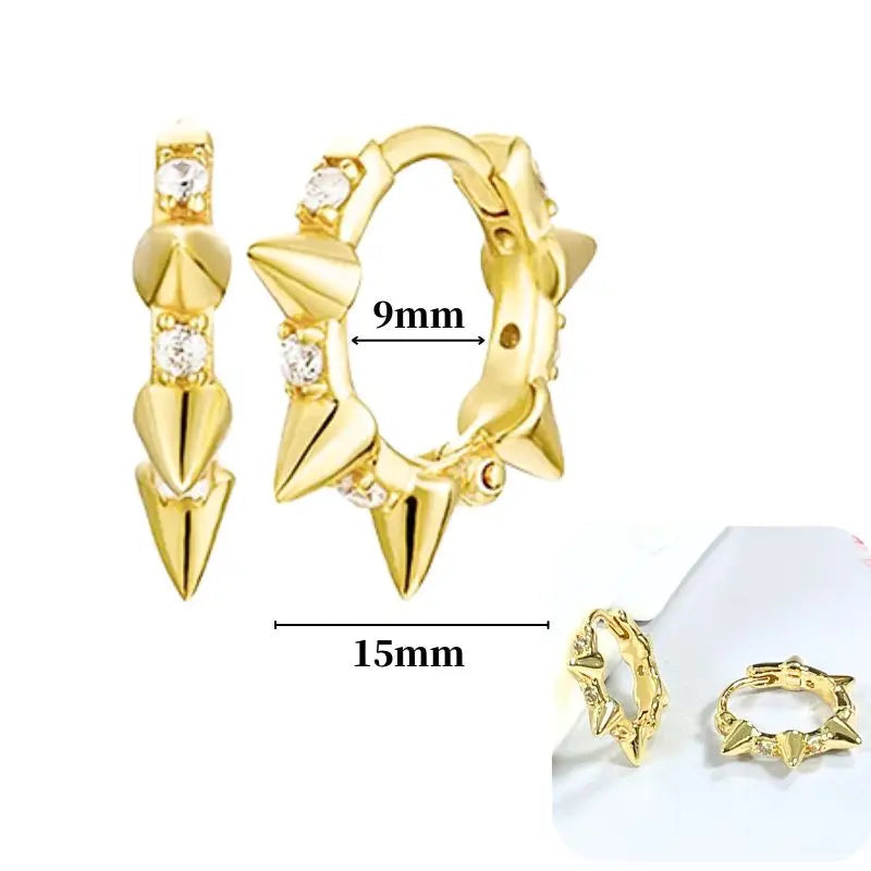 Hoepeloorbellen van 925 sterlingzilver met puntige studs-stijl