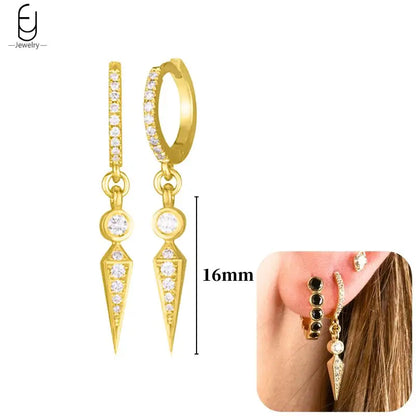 Hoepeloorbellen van 925 sterlingzilver met puntige studs-stijl